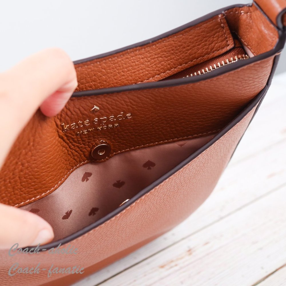 NWT Kate Spade New York Leila North South Leather Crossbody in Warm Gingerbread - Picture 9 of 10